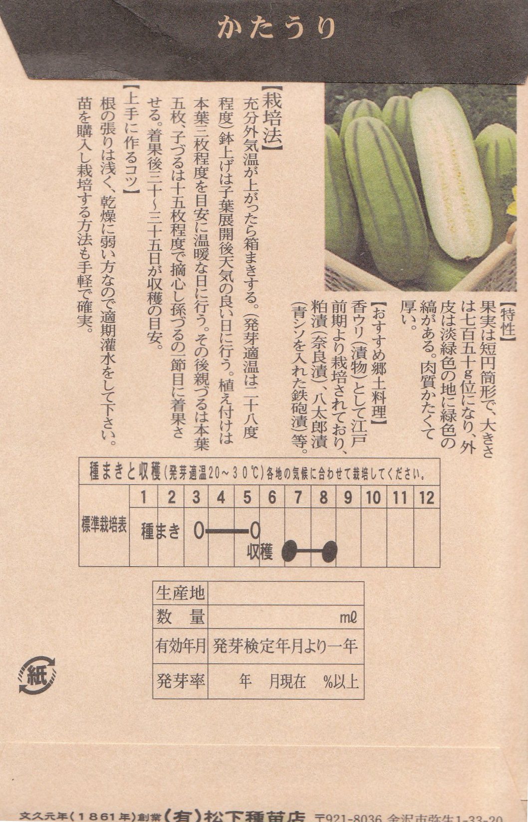 かた瓜（青縞瓜） - 縞模様が美しく爽やかな食感と香りが特徴の伝統野菜｜地方のタネ・暮らしのタネ オンラインショップ